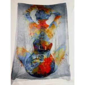 Cristalle Laurel Pashmina Scarf Watercolor Guitar Music Quote Multicolor Wrap